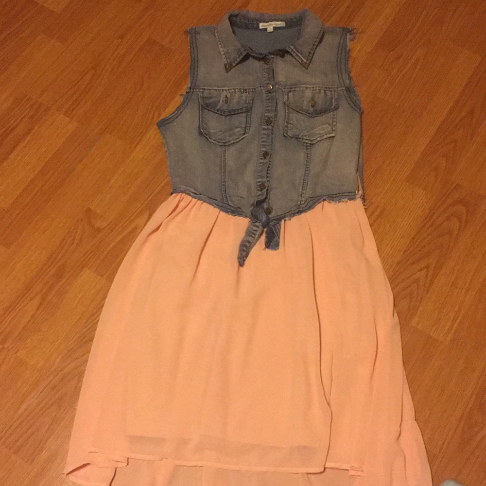 Pink dress with jean top